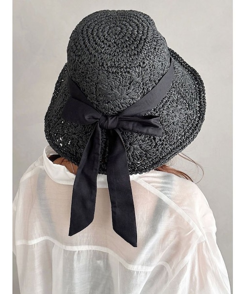 ストローつば広ハット