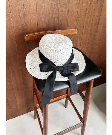 ストローつば広ハット