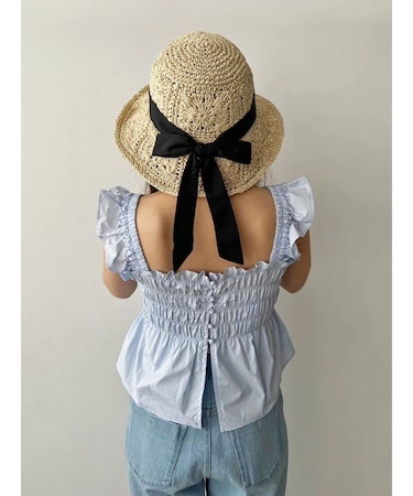 ストローつば広ハット