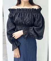 2WAYオフショルシャーリングブラウス