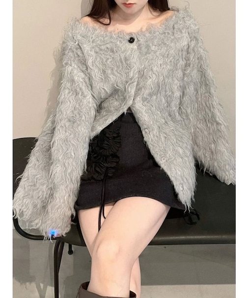 【OUNNOUN】ロングシャギー2WAYオーバーサイズニット