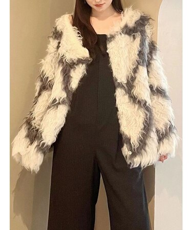 【OUNNOUN】ロングシャギー2WAYオーバーサイズニット