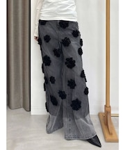 【OUNNOUN】フラワーモチーフチュールスカート