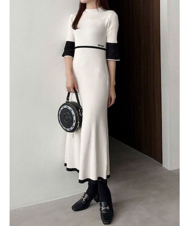 【MARY QUANTコラボ】バックシャンデイジーストラップマーメイドニットワンピース