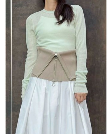 【OUNNOUN】フロントジップニットロングビスチェ