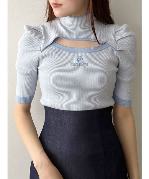 【MARY QUANTコラボ】バイカラーカットアウトリブニット