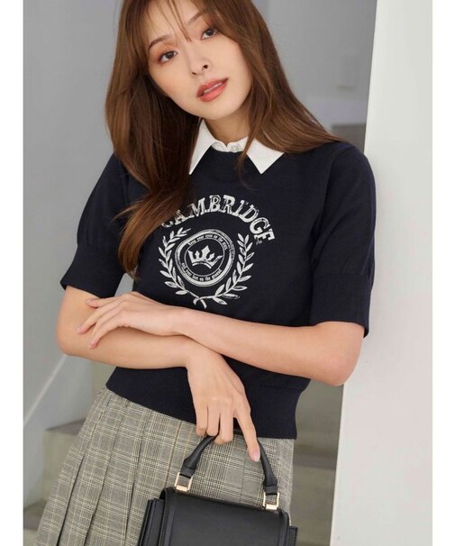 カレッジロゴプリントニット