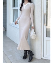 バイカラースキッパーニットワンピース