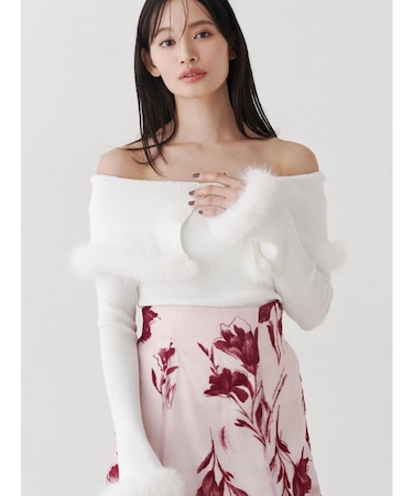 【WEB限定カラーあり】フェイクファートリミングニット