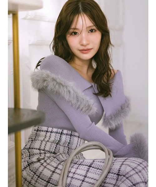 WEB限定カラーあり】フェイクファートリミングニット｜マーキュリー