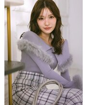 【WEB限定カラーあり】フェイクファートリミングニット