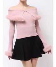 【WEB限定カラーあり】フェイクファートリミングニット