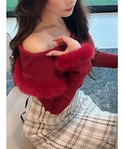 【WEB限定カラーあり】フェイクファートリミングニット