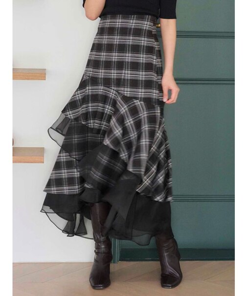 【追加生産】異素材使いティアードスカート