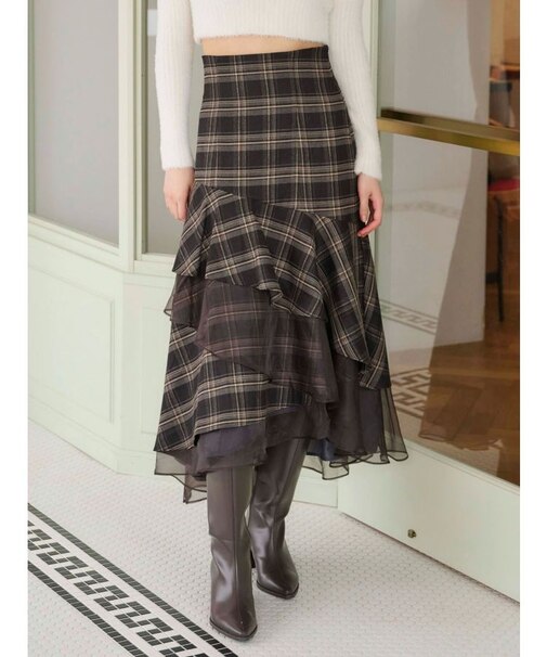【追加生産】異素材使いティアードスカート