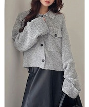 CPOジャケット風ニットカーデ