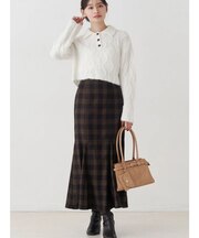 バックレースアップストレッチマーメイドスカート