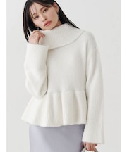 【WEB限定カラーあり】オフタートルペプラムニット