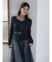 ビットニットドットチュールドッキングワンピース