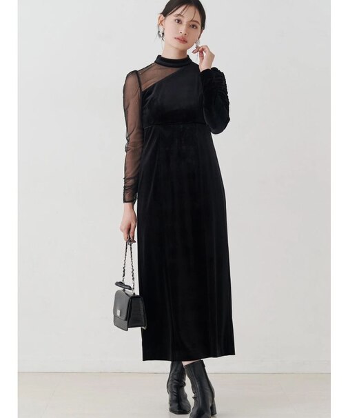 ベロアカットアウトワンピース