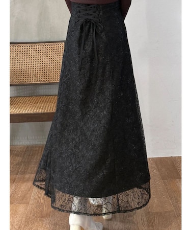 コードレースバックレースアップフレアスカート