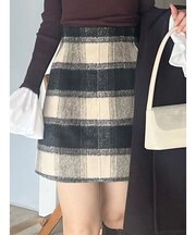 シャギーチェックミニスカート