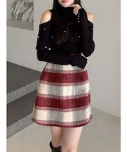 シャギーチェックミニスカート