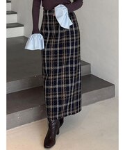 チェックツィードタイトスカート