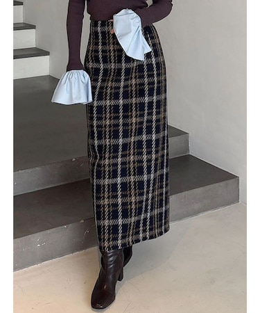 チェックツィードタイトスカート