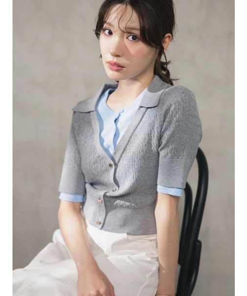 バイカラーフェイクレイヤードニット