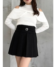 ベルト付きチェックプリーツミニスカパン