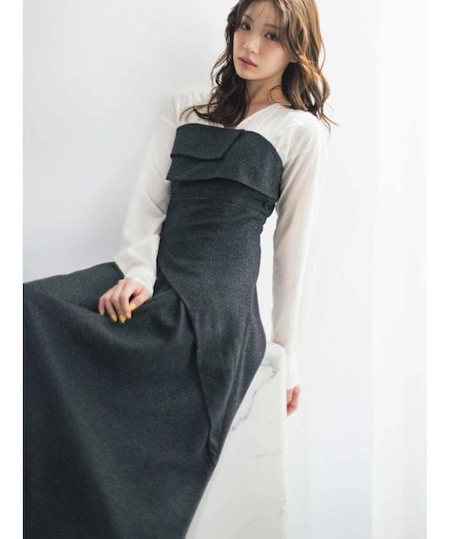 異素材ドッキングラップワンピース