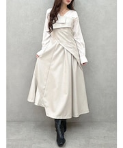 異素材ドッキングラップワンピース