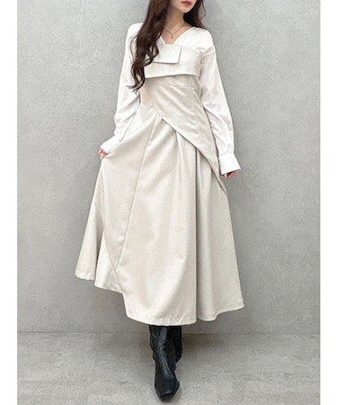 異素材ドッキングラップワンピース