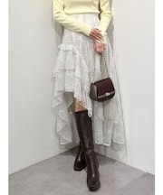 アシメヘムラッフルフレアスカート