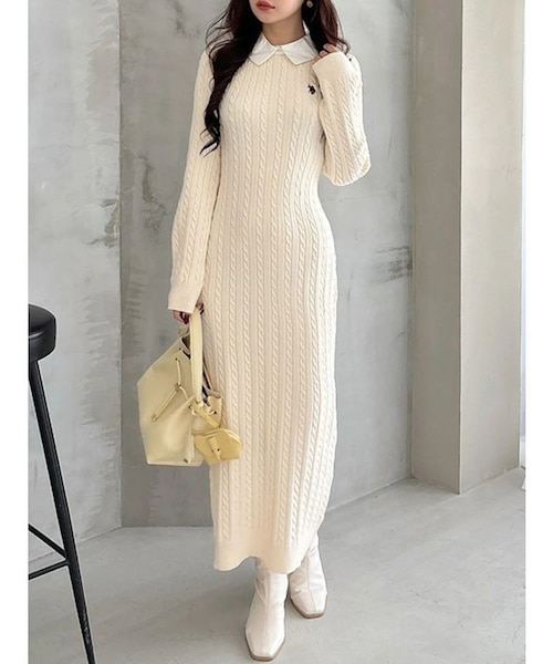 U.S. POLO ASSN.別注 ケーブルニットワンピース｜マーキュリーデュオの