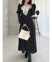 ラッフルカラーパターンワンピース