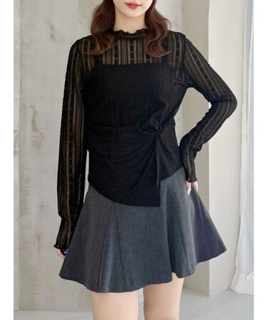 カットレースアシメトップス