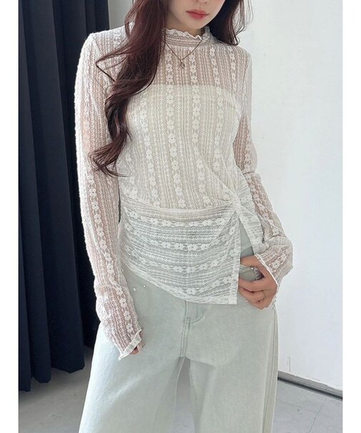 カットレースアシメトップス