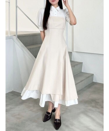 シャツドッキングベアワンピース