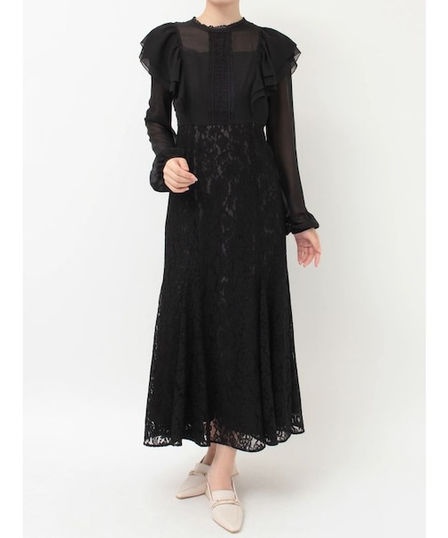 レース切替マーメイドワンピース