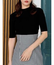 ハーフスリーブリブニット