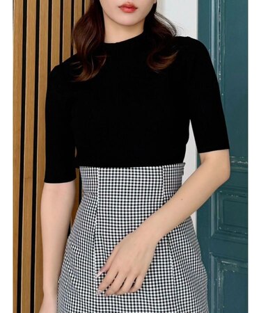 ハーフスリーブリブニット