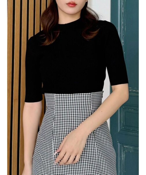 ハーフスリーブリブニット