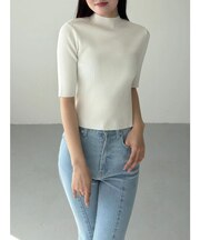 ハーフスリーブリブニット