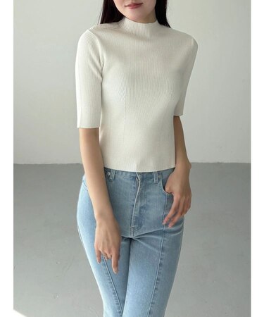 ハーフスリーブリブニット