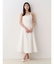 デニムフィットアンドフレアバックレースアップジャンスカ