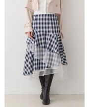 異素材使いティアードスカート