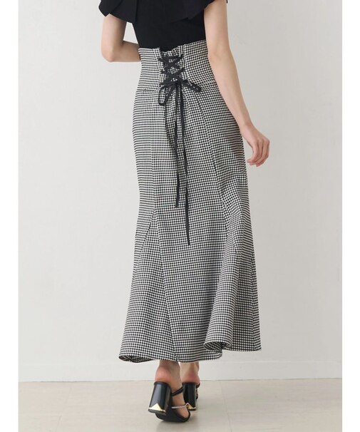 バックレースアップストレッチマーメイドスカート