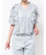 ラッフルオープンショルダーブラウス